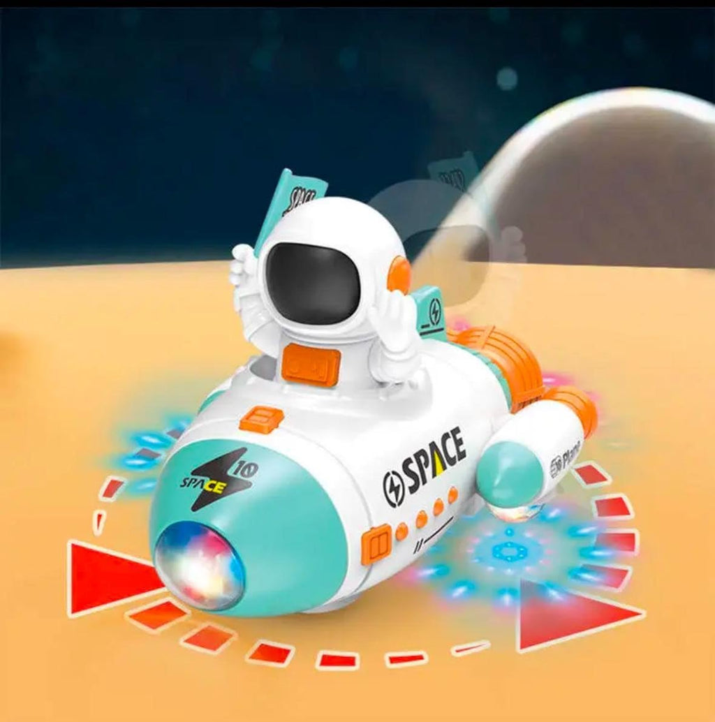 Space Rocket Car Toy for Toddlers, Kids - Astronaut Model with Lights, Music, and 360° Movement (Multicolor)