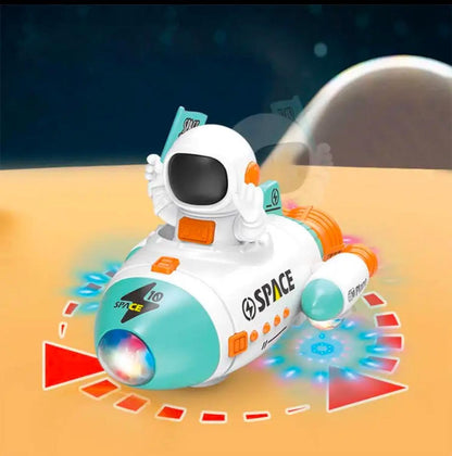 Space Rocket Car Toy for Toddlers, Kids - Astronaut Model with Lights, Music, and 360° Movement (Multicolor)