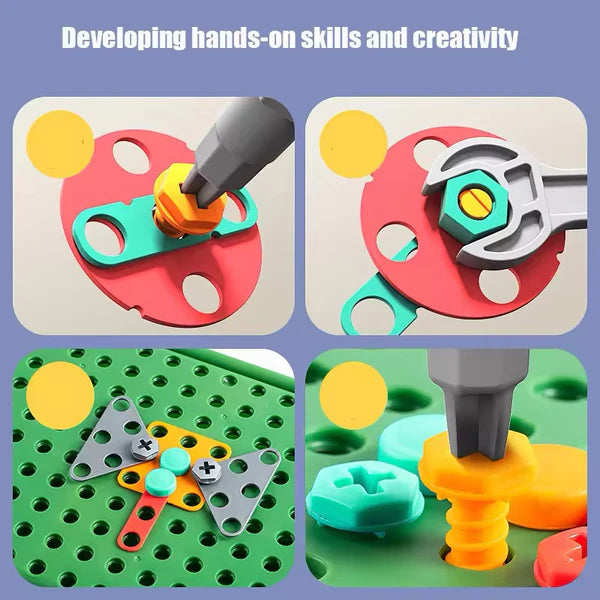 5-in-1 DIY Screw Puzzle Box with Auto Drill Machine - Creative Learning Toy for Kids