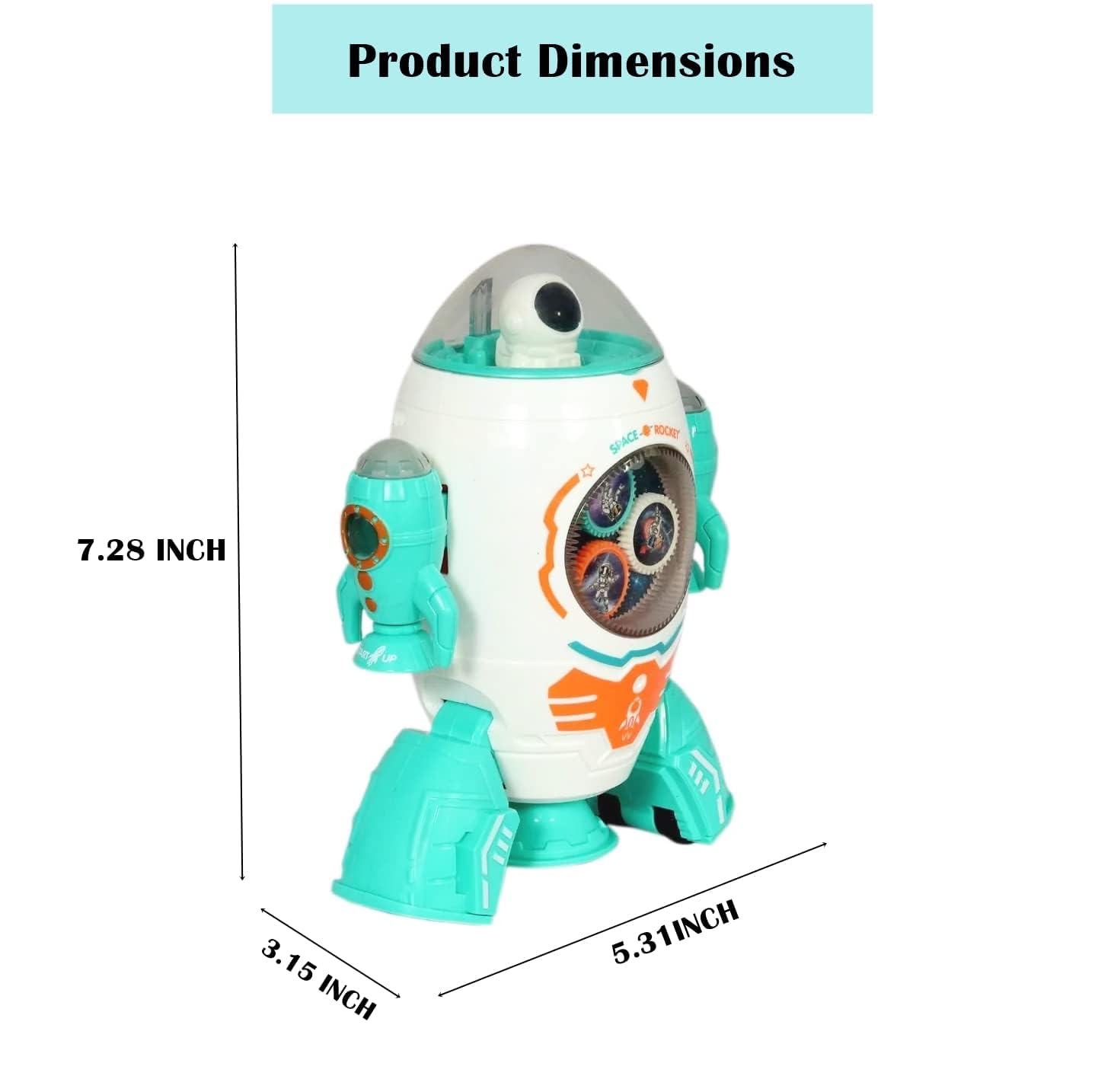 Space Rocket Robot Toy for Kids 3+ - 360° Rotation, Lights, Music & Dancing Action