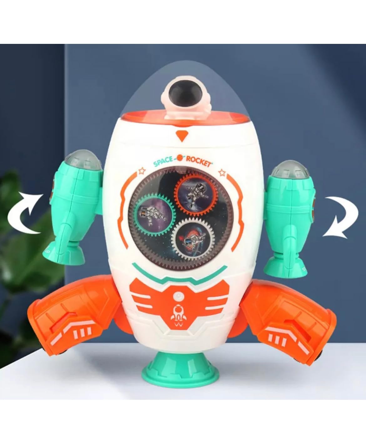 Space Rocket Robot Toy for Kids 3+ - 360° Rotation, Lights, Music & Dancing Action