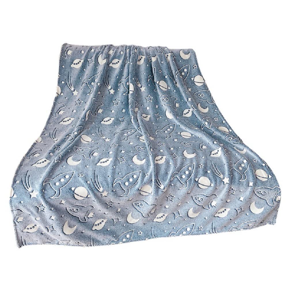 Glow-in-the-Dark Satellite Blanket – Soft Space-Themed Throw for Babies & Kids