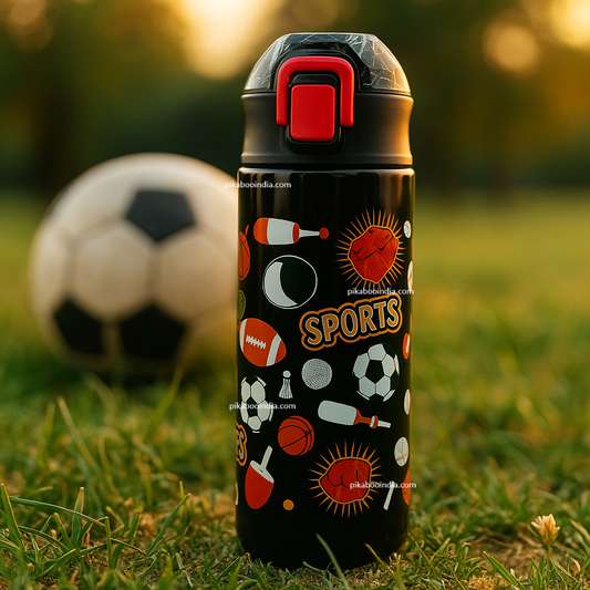 Cartoon Sports Water Bottle for Kids | 600ml BPA-Free Plastic Sipper with Strap – Cute & Leakproof for School & Travel