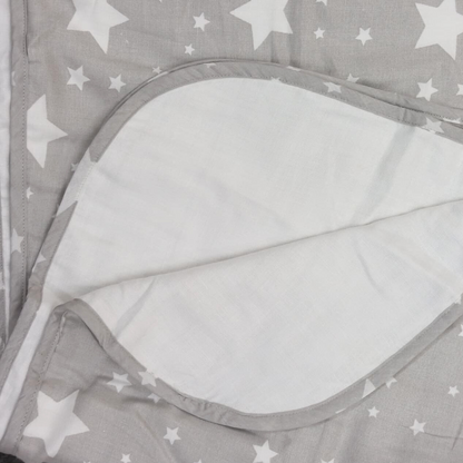 Starry Dreams Muslin Swaddle Blanket | 6-Layered Grey Star Print – Soft, Breathable & Cozy Comfort for Newborns