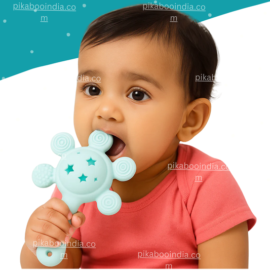 Sun Silicone Teether Rattle Toy – Soft & Safe for Babies