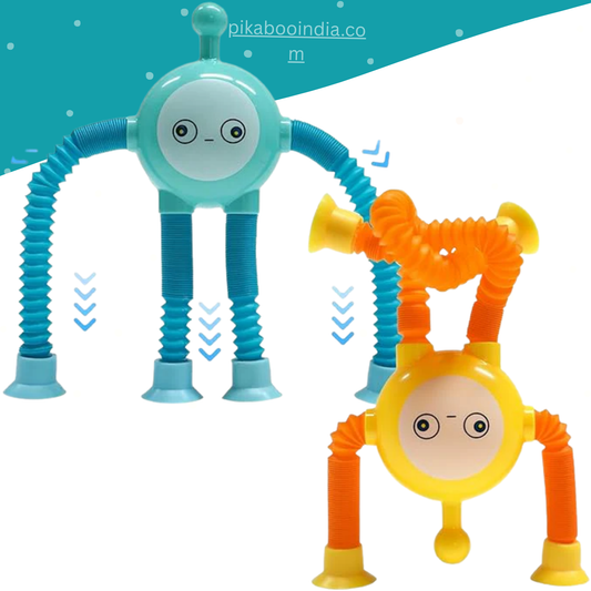 Robot Pop Tubes Toy – Sensory Fidget with Lights, Suction & Motor Skill Boost