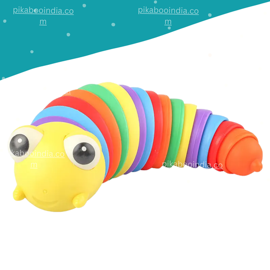 Rainbow Finger Slug Fidget Toy | Sensory Stress Relief for Kids & Adults – Flexible, Fun & Random Color (1pc)