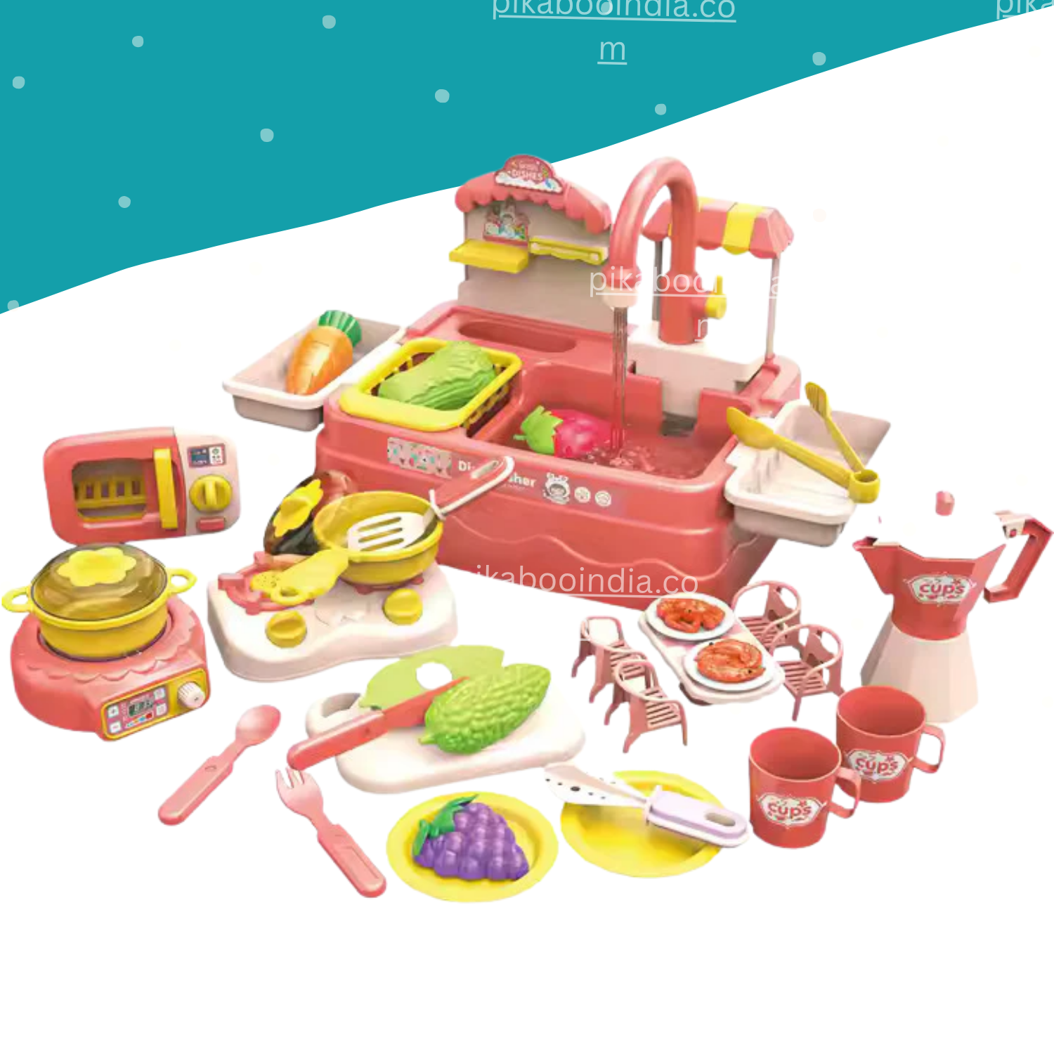 Kitchen Sink with Running Water – Electric Dishwasher Play Set