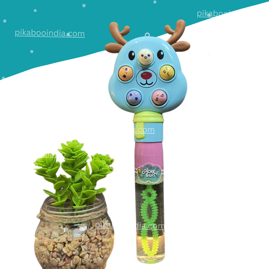 2-in-1 Reindeer Whack-a-Mole & Bubble Blower Toy – Light-Up Fun Game