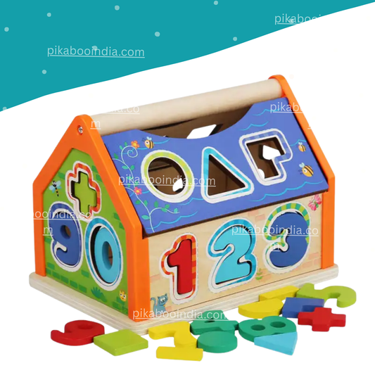 Wooden Smart House Puzzle – Shape & Number Blocks