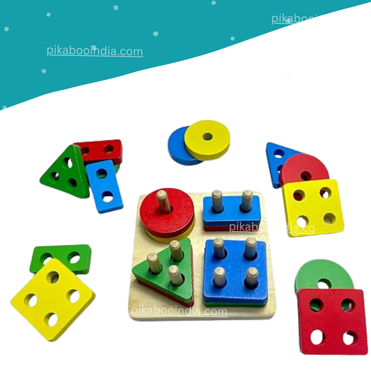 Wooden Shape Sorter – Geometric Puzzle for Toddlers