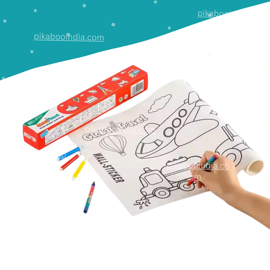 Global Travel Coloring Wall Poster | Mess-Free Magic Activity Roll for Kids – Fun & Educational Drawing Adventure