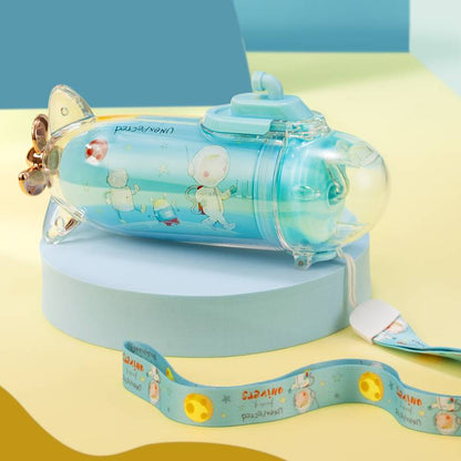 Submarine Water Bottle steel vacuum kids bottle with straw Sipper strap for school children  280ml