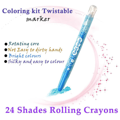 PiK A BOO ll Twist-Up Rotating Rolling Crayons Stick Pen