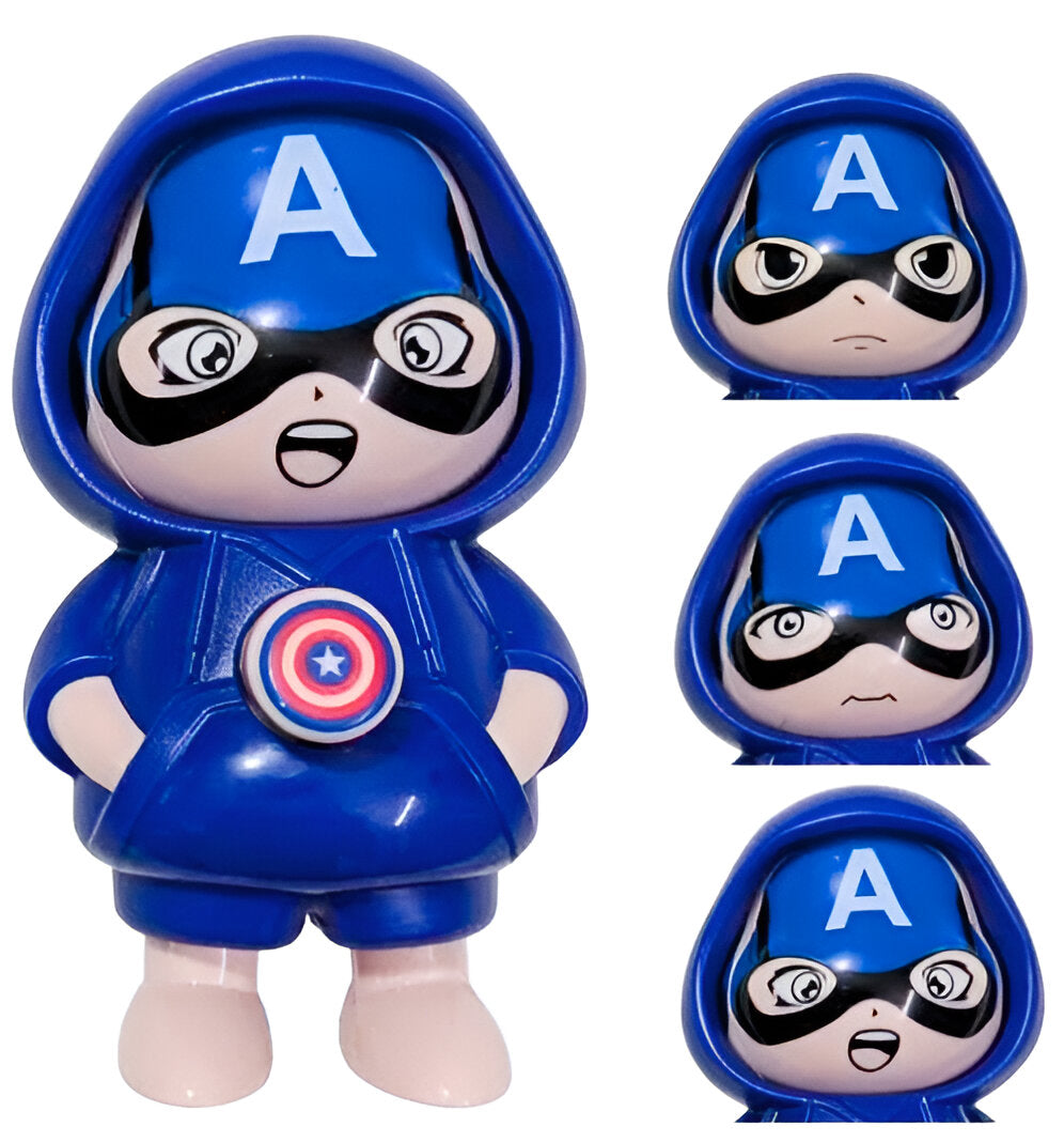Face Changing Keychain – Blue Hero Cartoon Toy