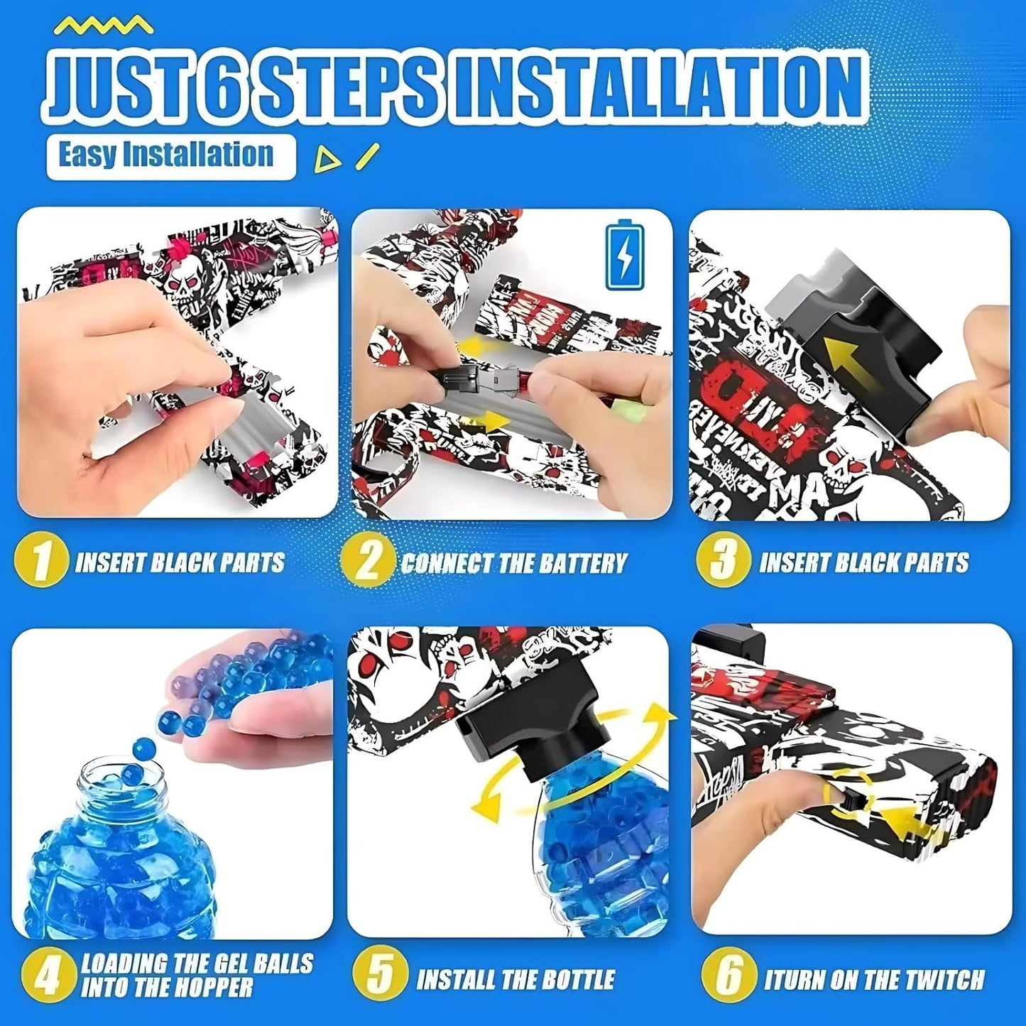 Water Bullet Toy Gun for Kids – Electric Gel Blaster with Transparent Design