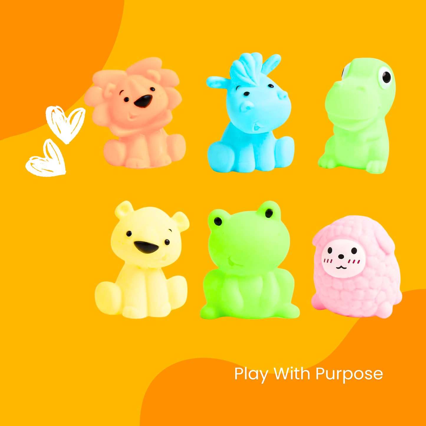 Bath Baby Silicone Toys – Set of 6 Colorful Animals