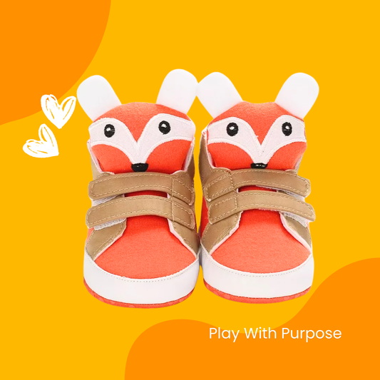Fox-Themed Velcro Baby Booties | Soft Anti-Skid Shoes