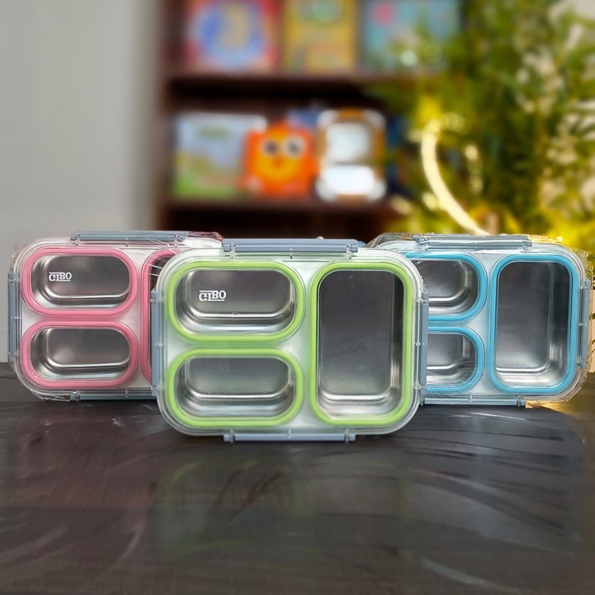 3 Grid Leak-Proof Bento Lunchbox 1.2L Stainless Steel, BPA-Free, for Kids & Adults