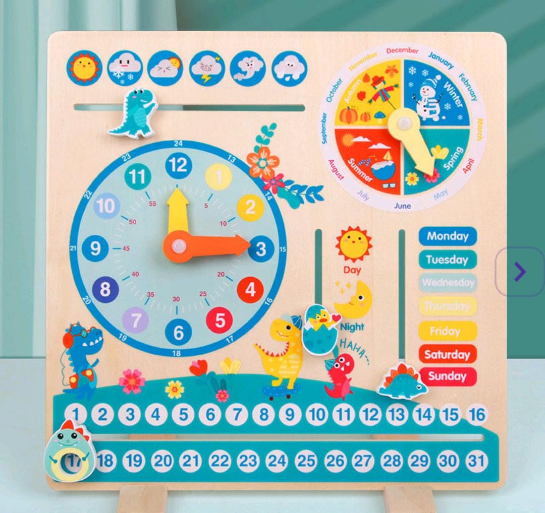 Wooden Dinosaur Calendar Board – Fun Educational Learning for Kids 🦖📅