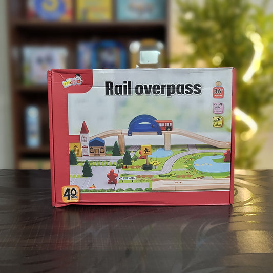 Wooden Rail Overpass Train Set | Classic Railway Building Toy for Kids