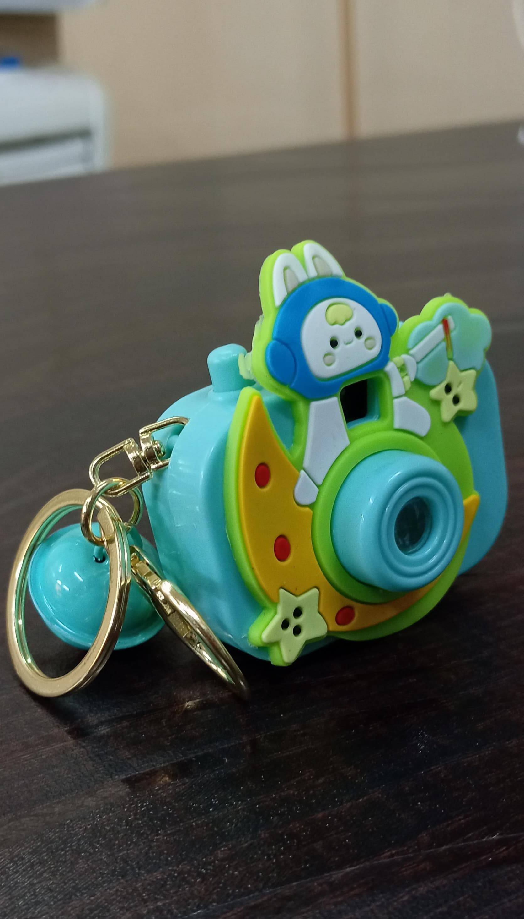 Bunny Astronaut Light-Up Projection Keychain | Moon Toy With Bell Ages 3+