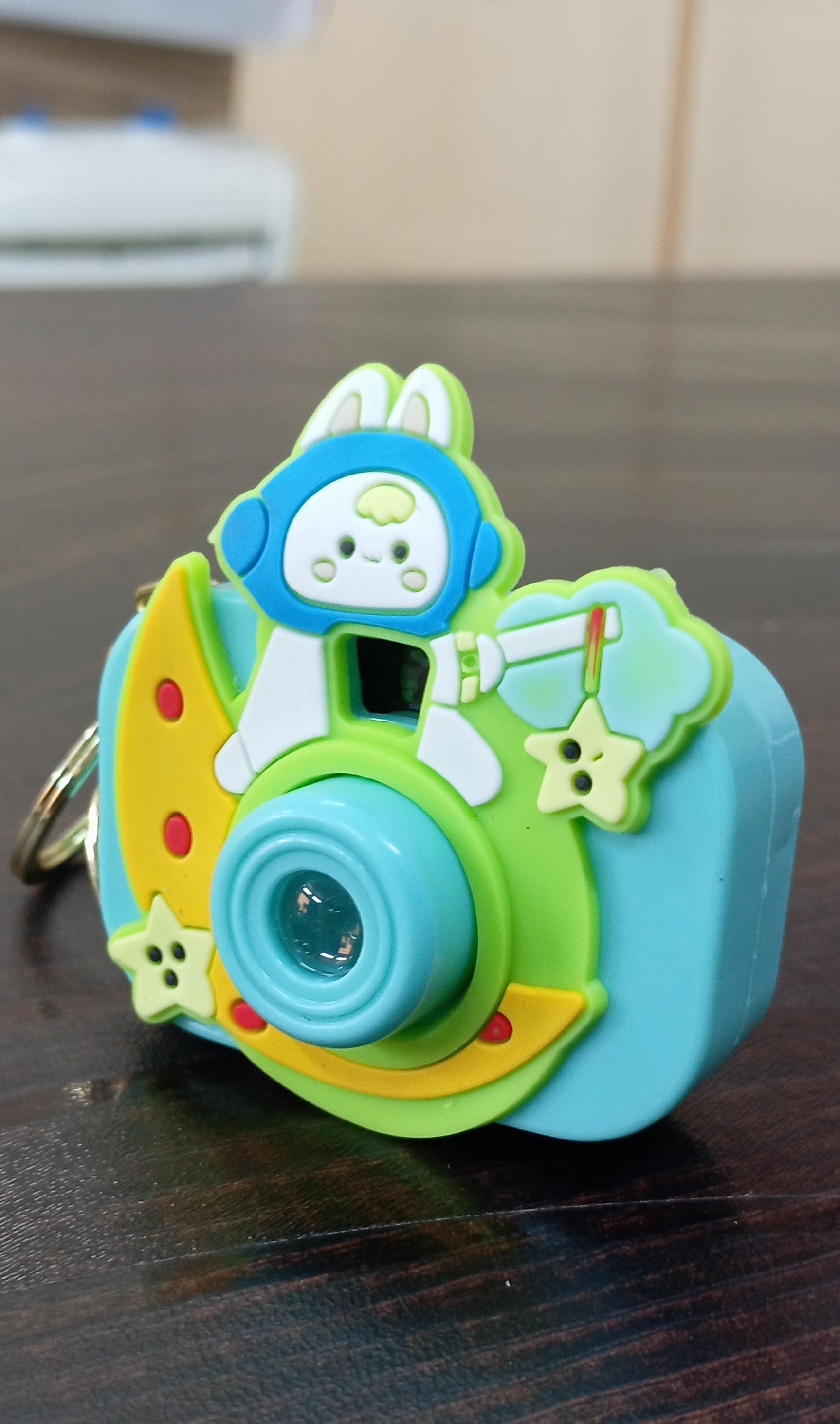 Bunny Astronaut Light-Up Projection Keychain | Moon Toy With Bell Ages 3+