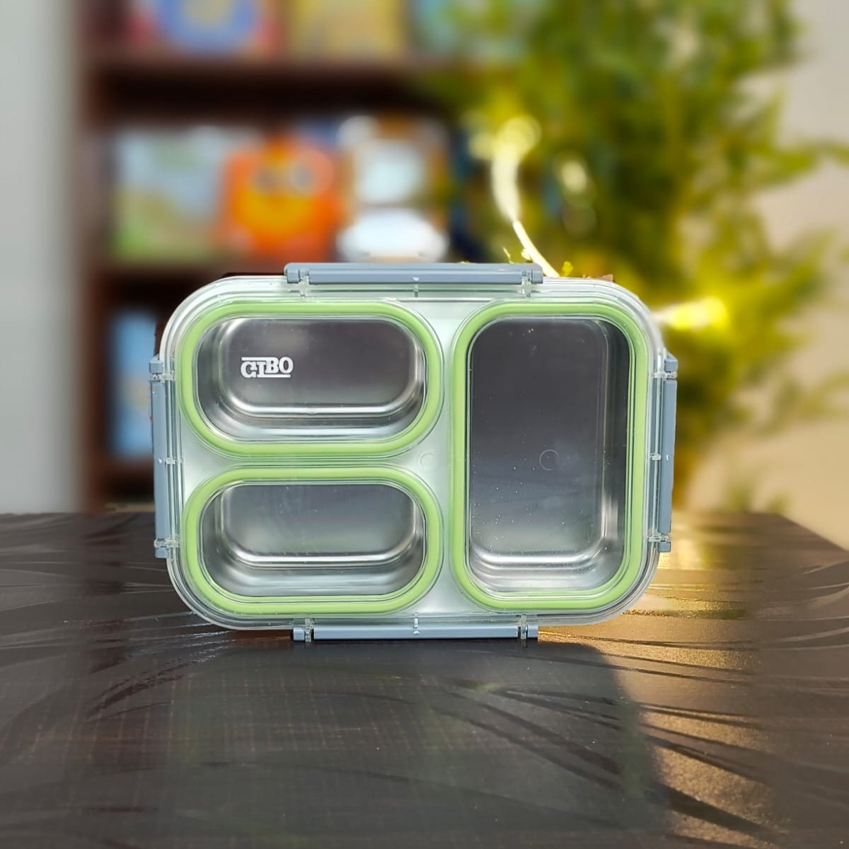 3 Grid Leak-Proof Bento Lunchbox 1.2L Stainless Steel, BPA-Free, for Kids & Adults