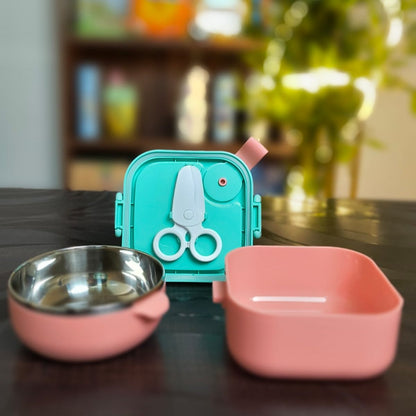 Teeny Tiny Stainless Steel Kids Insulated Lunch Bento Box with Spoon & Scissors