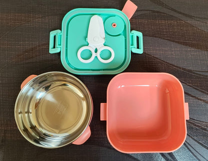 Teeny Tiny Stainless Steel Kids Insulated Lunch Bento Box with Spoon & Scissors