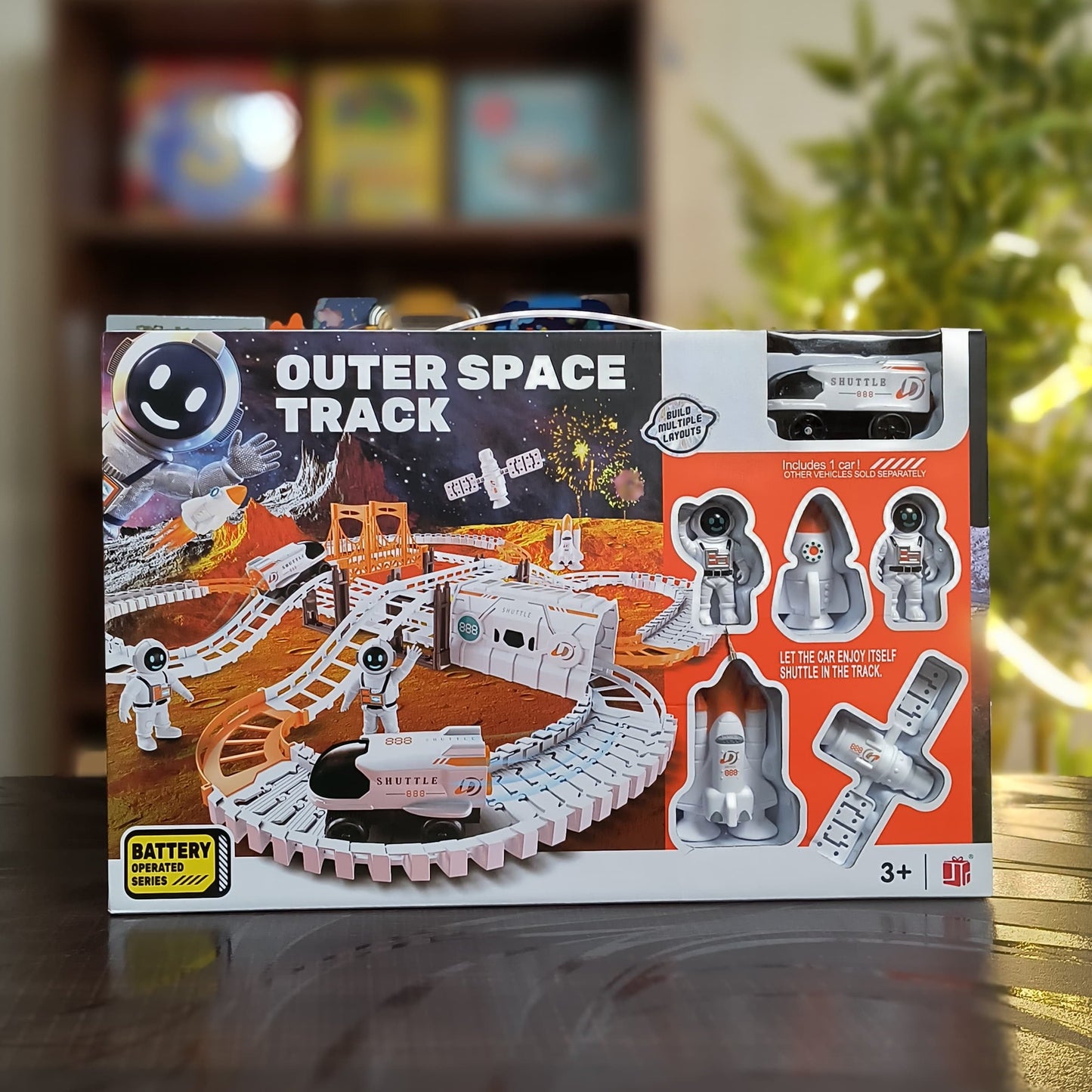 Outer Space Race Track Ramp Toy for Kids with Space Craft Shuttle Car