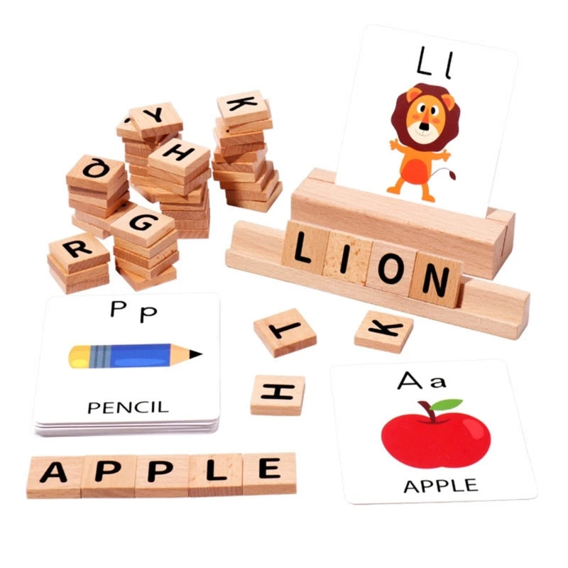 Wooden Spelling Game with Chunky Pieces