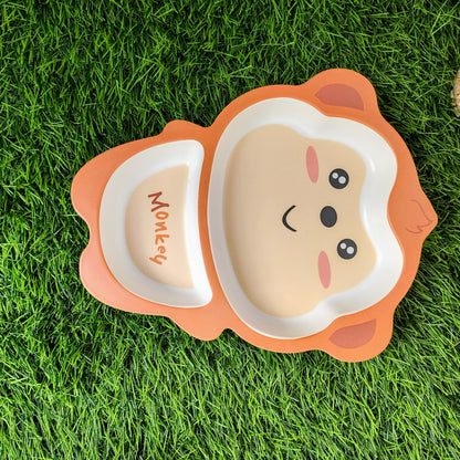 Monkey-Shaped Bamboo Fiber Tableware Set for Kids – Perfect for Baby Self-Feeding