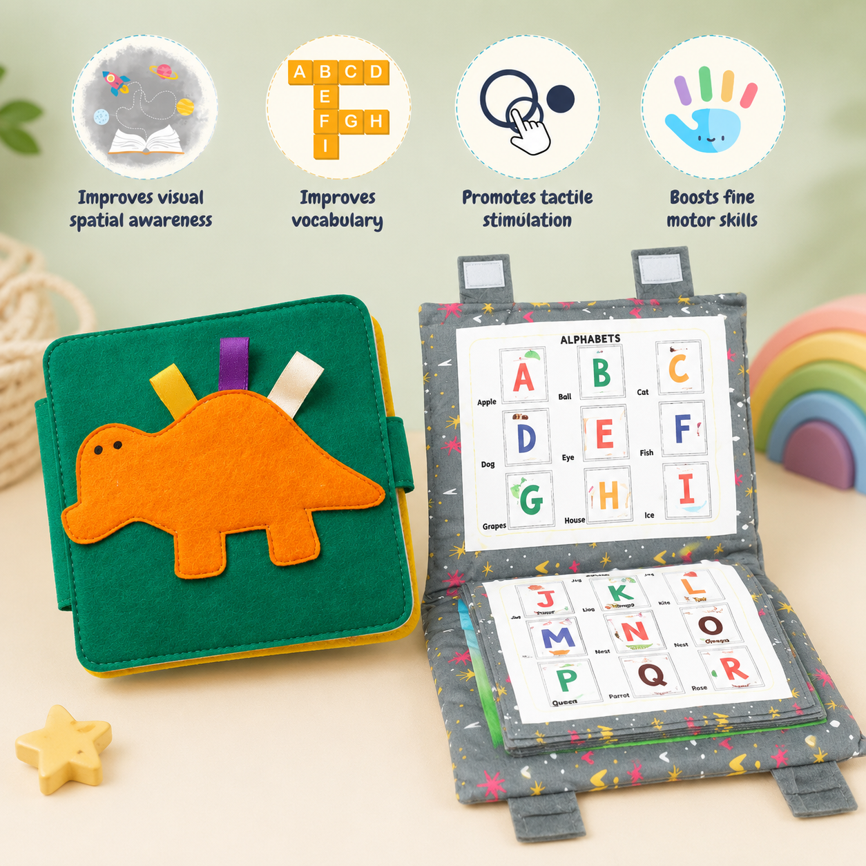 Baby Busy Book for Toddlers Aged 6-24 Months - Fun Activity Fabric Quiet Book