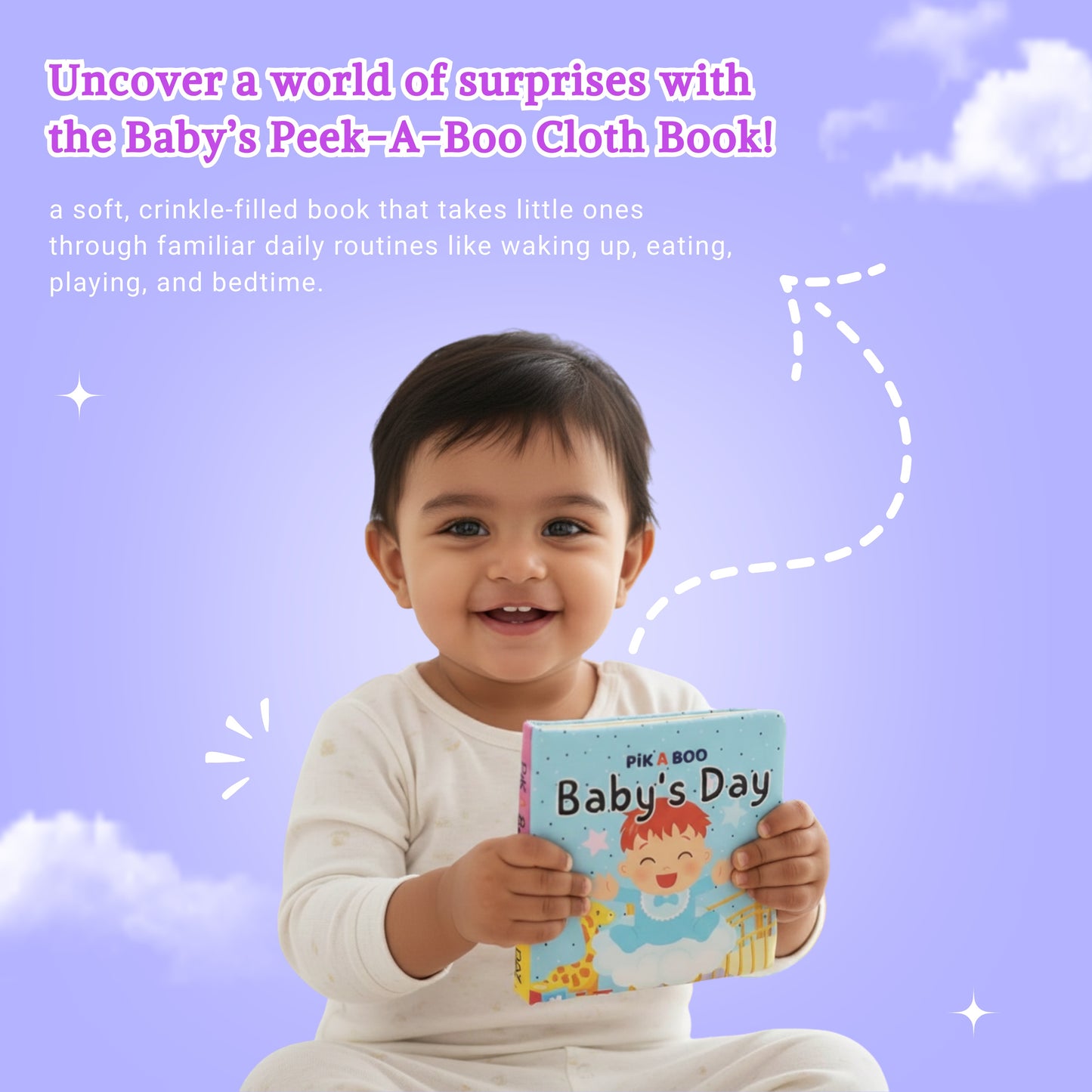 Baby Cloth Books Combo - Peek-A-Boo & Baby's Day | Soft Fabric + Crinkle