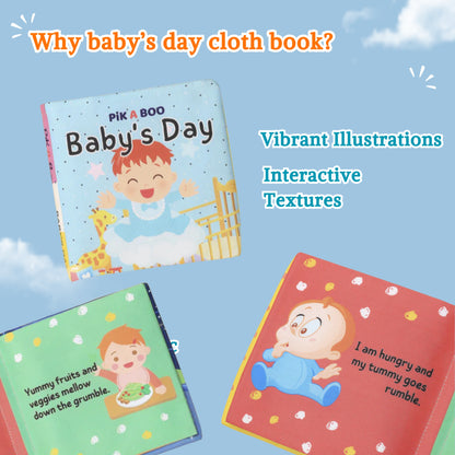 Baby Cloth Books Combo - Mealtime & Baby's Day | Soft Crinkle Fabric