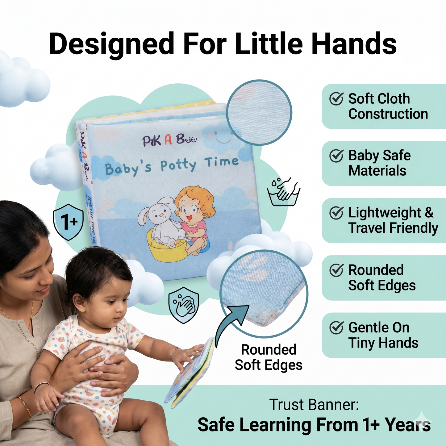 Baby’s Potty Time Cloth Book – Interactive Training Fun