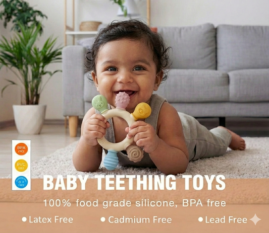 Totello Albela Silicone Baby Teether BPA-Free for 3+ Months | Soft, Safe Round Toy for Infants