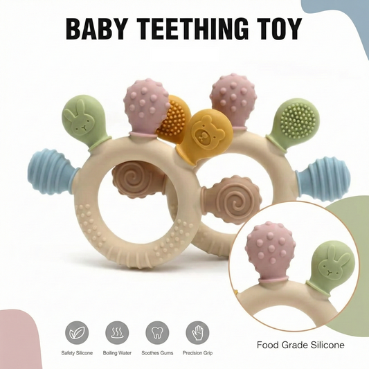 Totello Albela Silicone Baby Teether BPA-Free for 3+ Months | Soft, Safe Round Toy for Infants