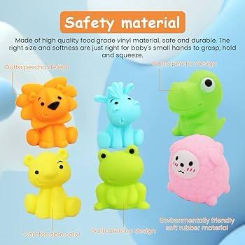 Baby Bath Squeaky Toys - Set of 6 Animals