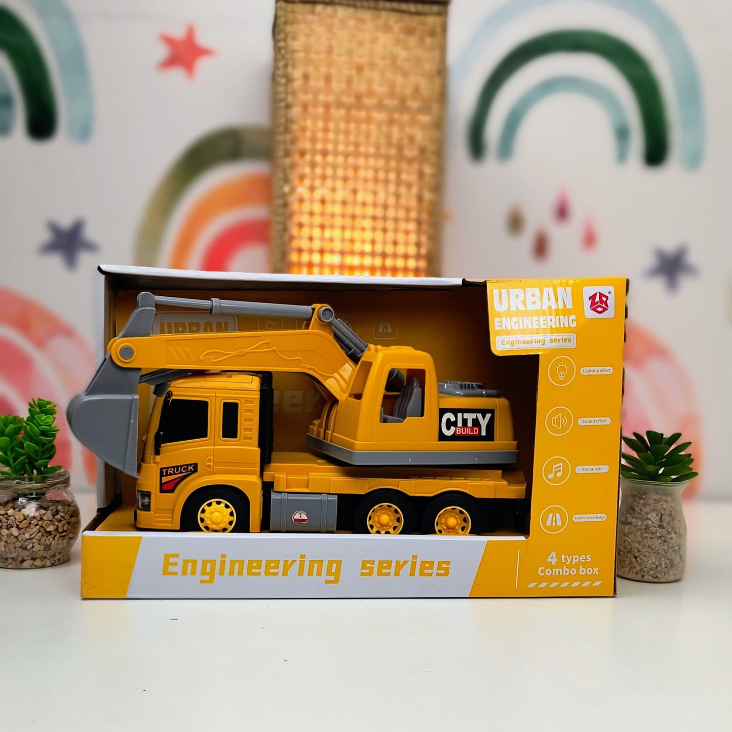 Engineering Series JCB Toy – Friction-Powered Construction Vehicle with Lights, Sound, and Music for Kids (2819-29A)