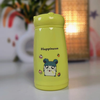 Cute Cartoon Printed Glass Water Bottle for Kids – Anti-Leak, 340ml School Water Bottle for Boys and Girls