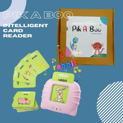 PiK A BOO Intelligent Card Reader Double Sided Card Reader Learning Cards for Toddlers, Vocabulary Builder, Educational Learning Talking Sight Words