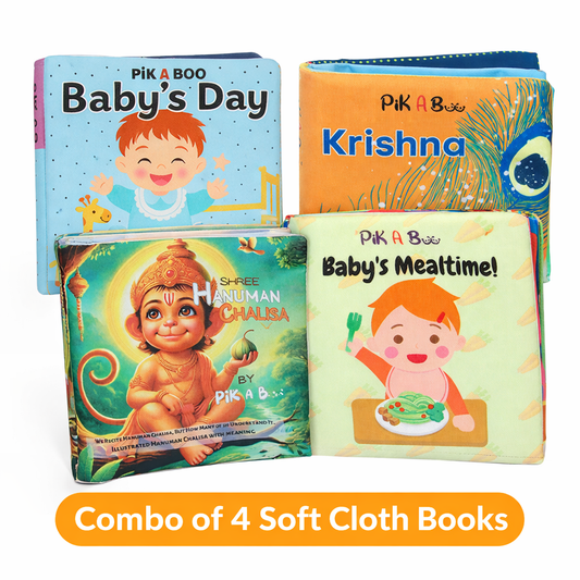Ritual Cloth Book Combo Bundle - Hanuman Chalisa, Mealtime, Krishna & Baby's Day (4-Book Set)