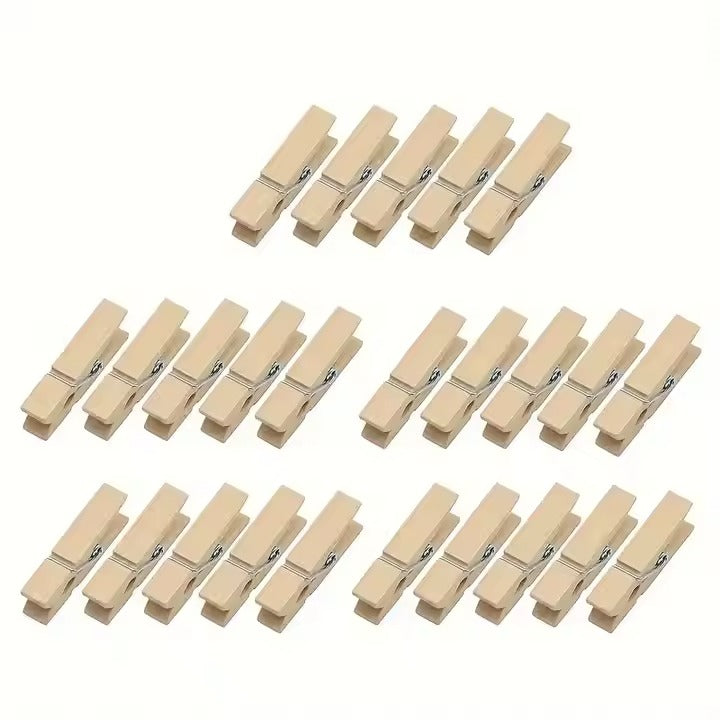 Wooden Mini-Clips - Perfect for Arts & Crafts, Photos, Memos & Home Decor (Set of 50 Clips)