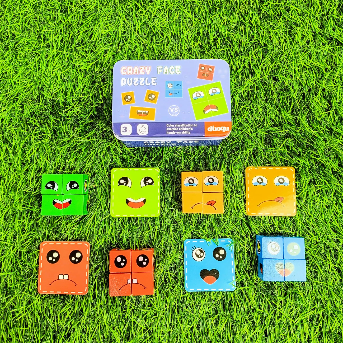 Face-Changing Emoji Cube Game for Kids | Fun Educational Expression Puzzle Toy with 16 Cubes & 72 Cards | Learning & Creativity Booster