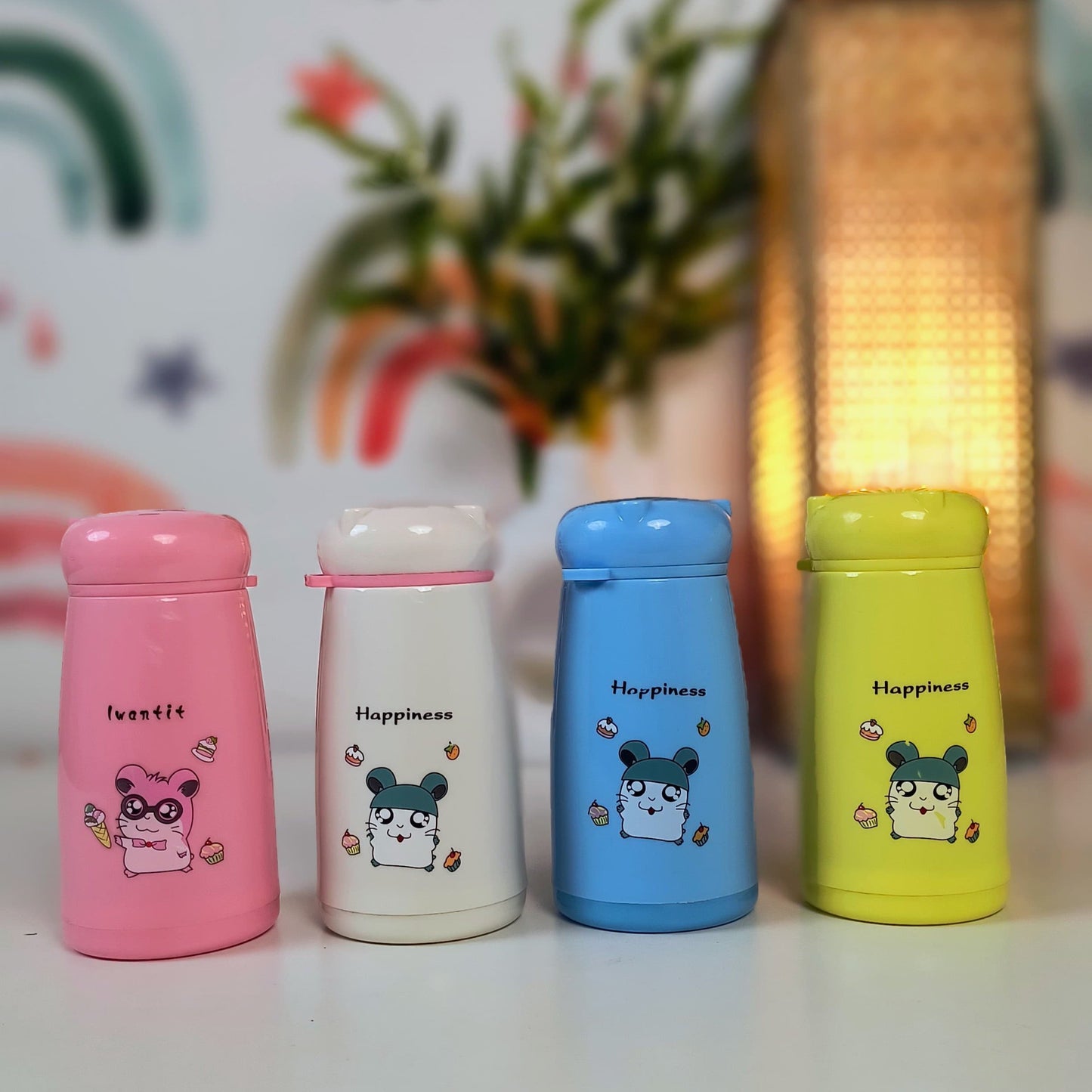 Cute Cartoon Printed Glass Water Bottle for Kids – Anti-Leak, 340ml School Water Bottle for Boys and Girls