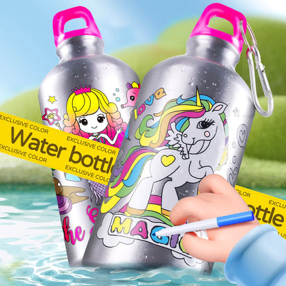 Coloring DIY 500 ML Water Bottle Art and Craft Kit - Dinosaur | Unicorn | Mermaid