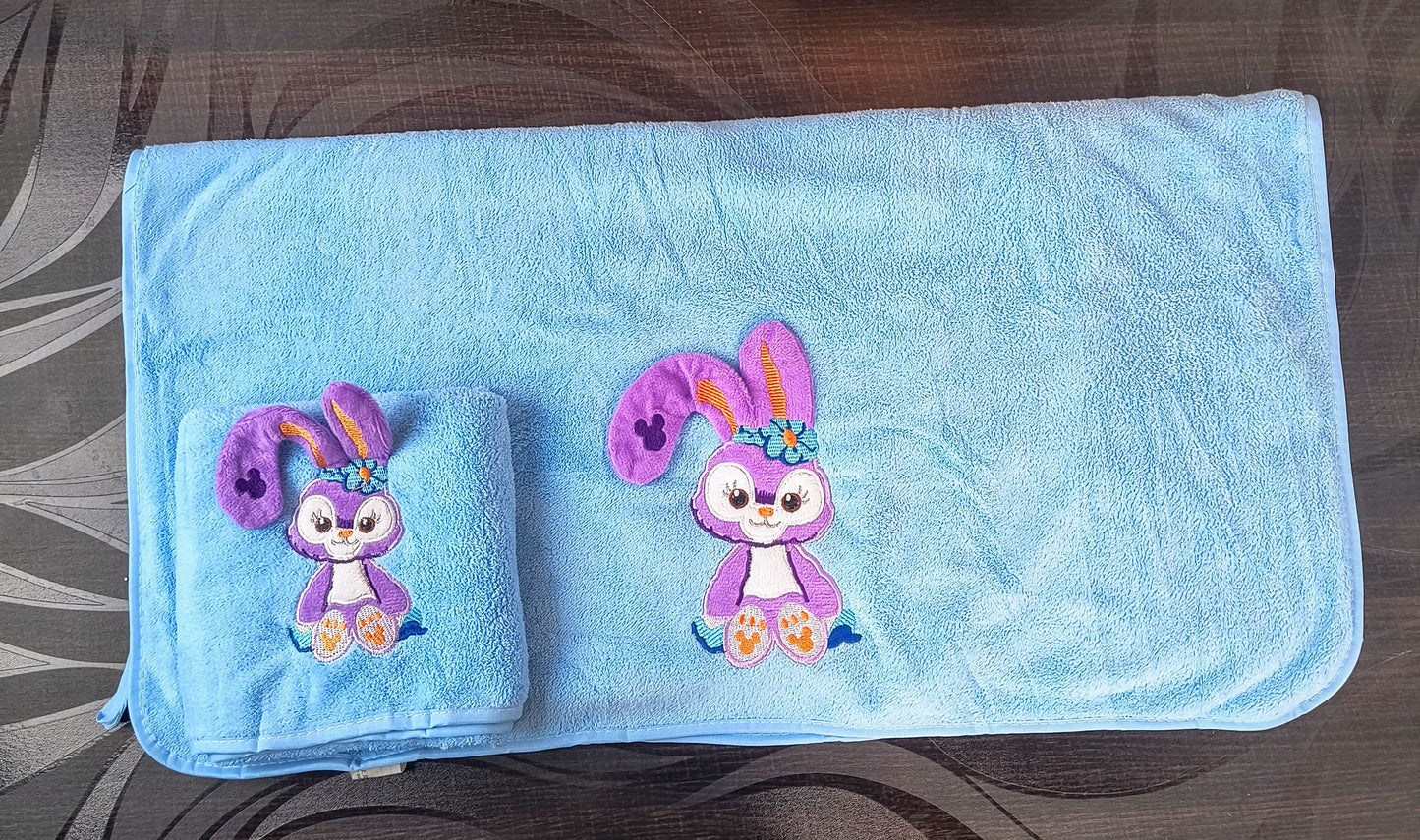 Cute Bunny Quick-Dry Bath Towel With  Matching Napkin – Super Soft & Absorbent for Babies & Toddlers, Boys and Girls