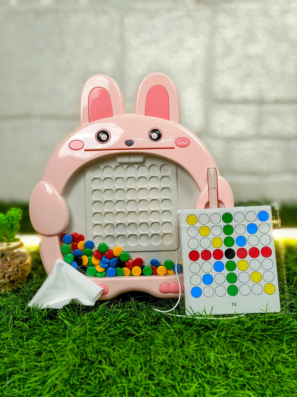 Rabbit Magnetic Drawing Board – Bead Art Toy with Pen & Cards for Kids’ Creativity